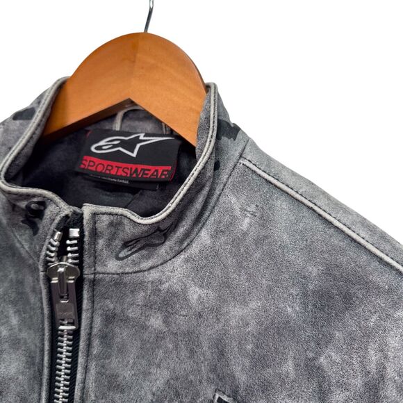 RARE Alpine Stars Motorcycle w/Leather Women's Moto Wash Safety Gray Jacket M - Picture 9 of 9